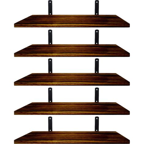 Lot de 5 étagères murales en bois rustique Marron foncé 42 x 15 x 1,5 cm (1/3)