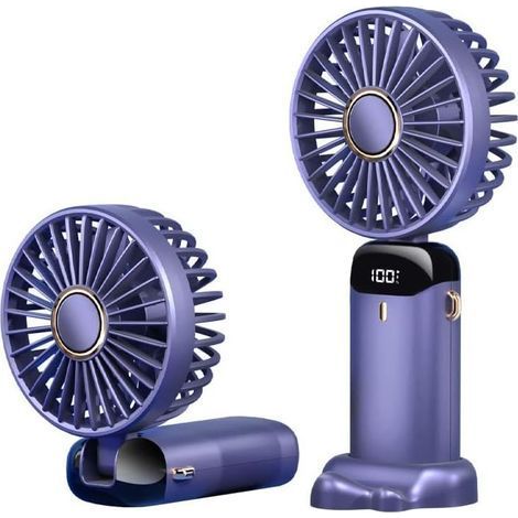 Tragbarer Ventilator mit LED-Anzeige, 5 Geschwindigkeitsstufen, eingebautem 5000-mAh-Akku, 90° vertikaler Verstellbarkeit, für Büro oder unterwegs, als Handgerät oder auf einem Ständer montierbar (lil (1/5)