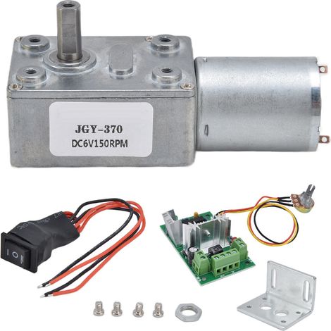 Moteur électrique DC 6V turbo à vis sans fin, réducteur de vitesse mini JGY3706V150RPM avec régulateur, engrenages métalliques (1/5)