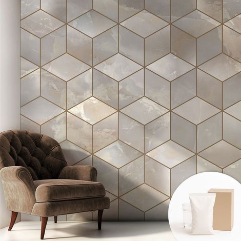 Papier peint intissé décoratif pour salon chambre et cuisine Facile à poser avec colle Mosaïque géométrique 250x250 cm (1/5)