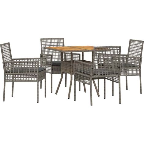 Maison Exclusive - Garten Essgruppe 5 pcs Grau Poly-Rattan