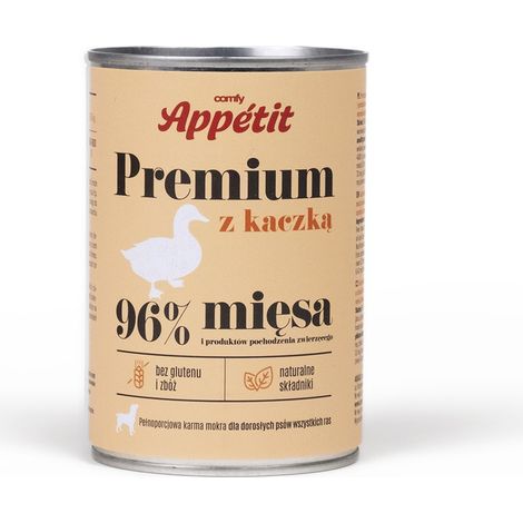 Alimento húmedo premium para perros adultos Comfy Appetit sabor pato, 400 g (1/3)
