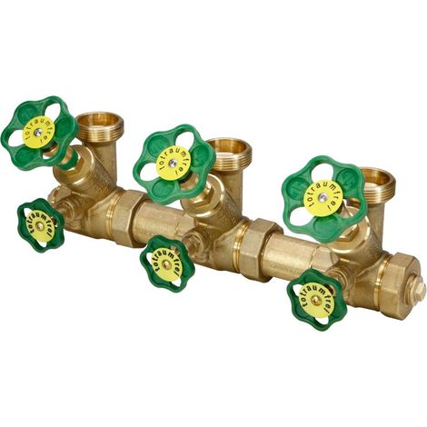 Schlösser ATV-Verteiler mit nichtsteigender Spindel, 3-fach, DN 25, Eingang 1 1/4", oberer Ausgang 1 1/2"