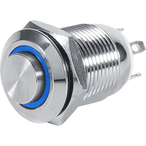 GARRYFIZH Interrupteur à bouton-poussoir momentané étanche en métal 12 mm, encastré, 4 broches, LED bleue 3 V (1/5)