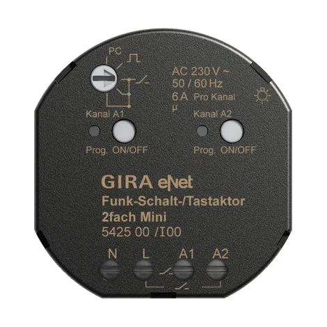 Gira Actuador de conmutación/pulsador por radio 2f Mini Gira eNet [542500], 5425 00