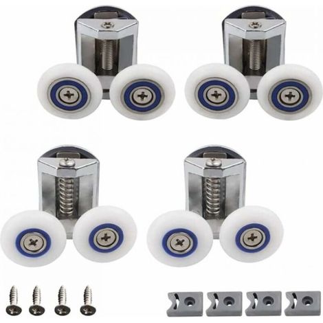 Roue Porte Douche, 4 Pièces Douche Douche Double Roues Porte, Roulette Porte Douche, Rouleau Cabine Douche Salle Bain, Peut Etre Utilisé pour Remplacer les Rouleaux Dans la Salle de Bain (1/5)