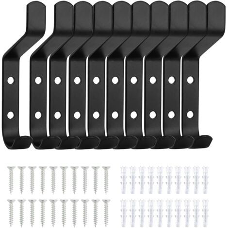 10 Pièces Crochets de Vestiaire Noir, Crochet Mural Patère, Porte Serviette Salle de Bain, Crochets et Patères pour la Maison, Porte Manteau Mural, Patère Murale Salle de Bain (1/5)