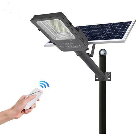 Lampadaire solaire 200W 3700 lumens – Panneau orientable 40W – Batterie lithium-ion 50000mAh – IP65 pour extérieur – Jandei