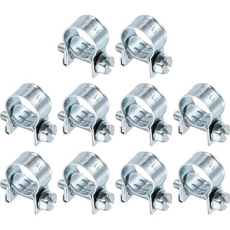 10pcs Collier De Serrage Pour Injection De Carburant 11-13mm Ajustable En Acier Zingué Mini Collier Pour Tuyau De Gaz Pour Automotive Agriculture Plomberie Diesel Essence Tuyau (1/5)