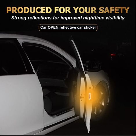 Stück Autotüraufkleber, Tür-offen-Erinnerungsaufkleber, wasserfeste, reflektierende Antikollisionsaufkleber, Auto-Außen- und Innenzubehör (Gelb) (1/4)
