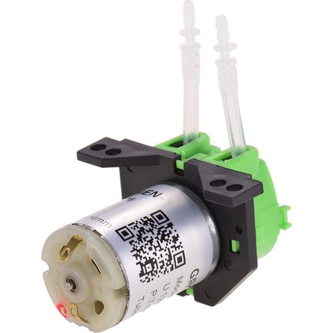 GROTHEN G328 Pompe péristaltique doseuse 12V CC mini auto-amorçante tête 3 rouleaux ABS tube silicone 1x3/2x4/3x5mm opt noir/vert pour aquarium laboratoire chimie dosage additifs style L x1 (1/4)