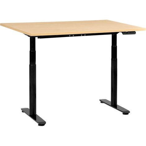 Scrivania regolabile in altezza elettricamente bianco 120 x 60 cm nero e marrone chiaro DESTINAS