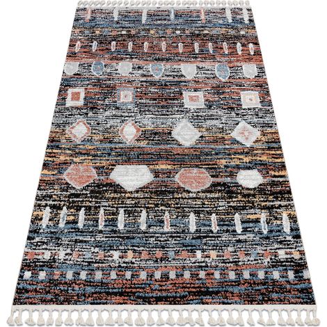 Modern carpet BELLE BR36A black / pink Fringe black 200x290 cm