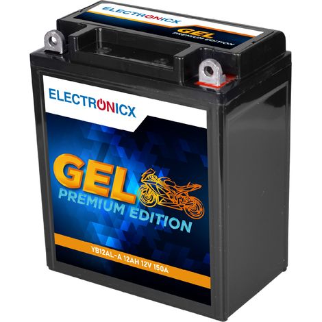 Electronicx Motorradbatterie YB12AL-A 12V 12Ah 150A – Gel-Starterbatterie wartungsfrei & zyklenfest für Motorrad, Roller, Quad & Rasentraktor