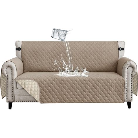 Housse de Canapé Imperméable 4 Places Housses de Canapé avec Accoudoirs Housse de Canapé Reversible Universelle Antidérapante Protege Canape pour Animaux Chiens Chats,Kaki (1/5)