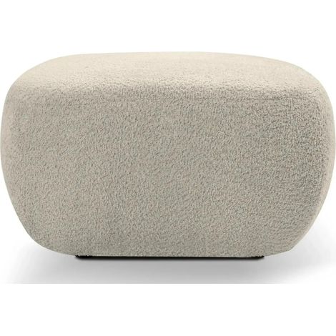 SANTIAGO - Pouf en tissu bouclette Beige 75x75x39