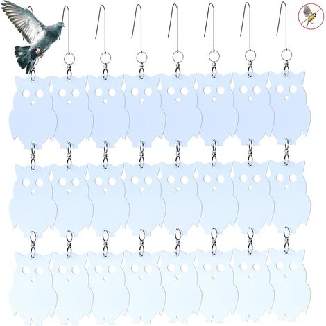 réfléchissant,Répulsif pour Oiseaux en Forme de Hibou,Répulsif Oiseaux Chouette,Anti-Oiseaux épouvantail,Effaroucheur Oiseaux réfléchissant,pour Ferme Jardin (Hibou) (1/5)