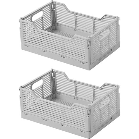 Caisses Rangement Pliable Casier Pliant Cagette Plastique Pliable Boîte de Rangement Cuisine, Bureau, Chambre(Gris, 30 x 20 x 12 cm) (1/5)