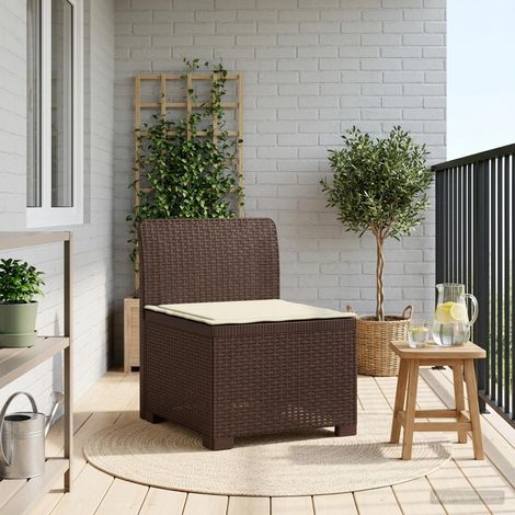 vidaXL Sillón Individual de Jardín con Cojín Apariencia de Ratan PP (1/5)