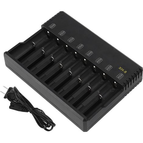 Chargeur de batterie lithium 8 emplacements 3.6V 3.7V pour piles 10440 14500 14650 16340 16650 17500 17335 prise américaine 100-240V (1/5)