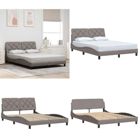 vidaXL Cadre de lit sans matelas taupe 140x190 cm tissu