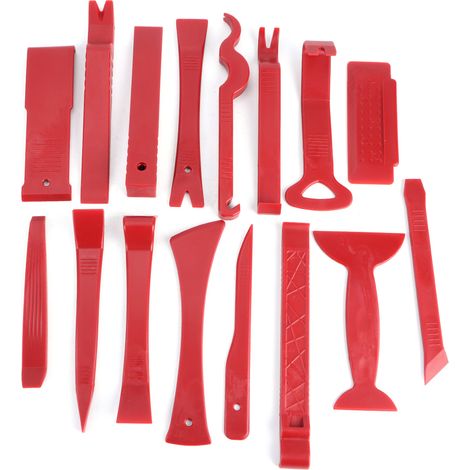 Kit de 16 outils de démontage de garnitures intérieures auto, ensemble de lève-panneaux et de dépose-agrafes pour tableau de bord audio. (1/5)