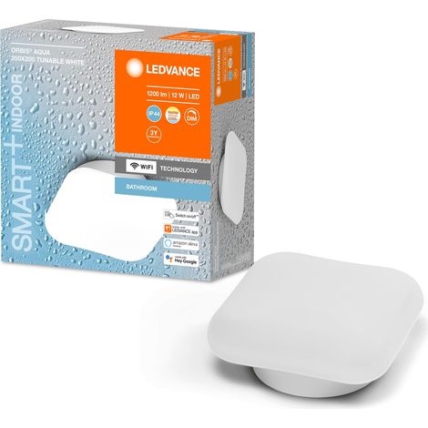 Plafonnier LED intelligent, blanc, 1200LM, 3000-6500K, 200mm x 200mm, IP44, applique murale avec technologie wifi, gradable, contrôlable par appli et assistant vocal (1/5)