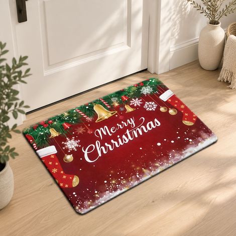 FLITI Vintage American Christmas Rug 40x60cm Crystal Velvet Stain and Wear Resistant for Entrance (1/5)