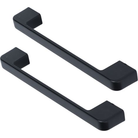 2 poignées en alliage de zinc noir, entraxe 128 mm, tiroir de cuisine américain, poignée de placard, tiroir, porte d'armoire, style chinois (modèle fin carré 128 mm), lot de 2 (1/5)