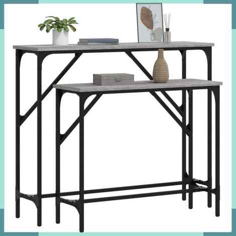834143 Tables console 2 pcs sonoma gris bois d'ingénierie (1/5)