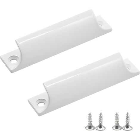 2 poignées de porte en alliage d'aluminium, blanches, métallisées, style minimaliste moderne - avec vis