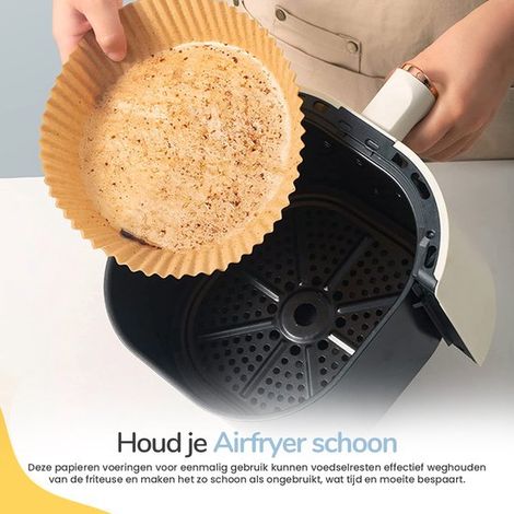 Plateaux jetables Airfryer – 30 pièces – 18 cm – Marron – Papier cuisson – Friteuse à air XXL