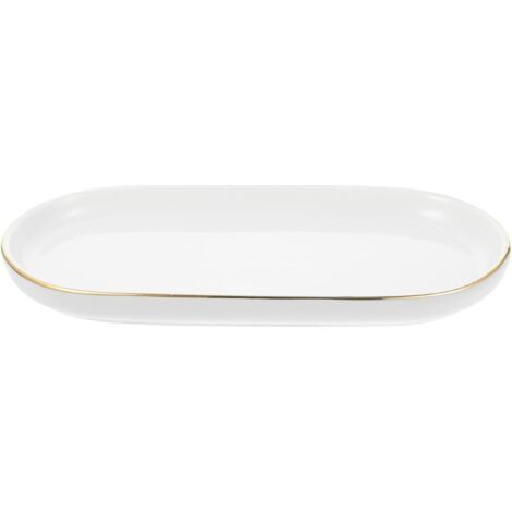 Cabilock Plateau en Céramique pour Articles De Toilette - Porte- De Salle De Bain Organiseur De Toilette De Comptoir Plateau en Céramique Robuste Rangement De Bijou (1/5)