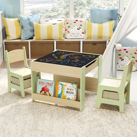 CASART Kids Table & Chairs Set 4 in 1 Toddler Activity Table Playroom (1/5)