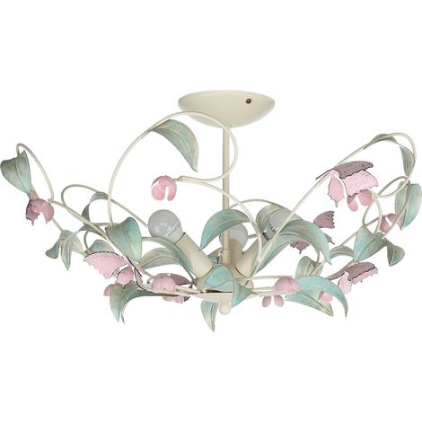 Plafoniera Summer crema foglie farfalle 3xE14 Luminex (1/5)