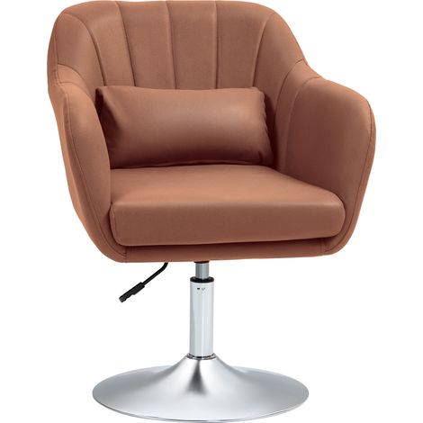 Fauteuil de salon coussins lombaires. Hauteur réglable, pivotant 360°, piètement métal, marron - Un fauteuil de salon confortable avec un soutien lombaire (1/5)