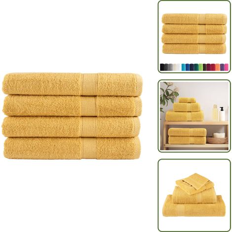Premium-Handtücher SOLUND 4 Stk. Gold 100x200 cm 600 g/m² - Baumwolle - Handtücher - Badezimmertextilien - Strandtuch - Badetuch (1/5)