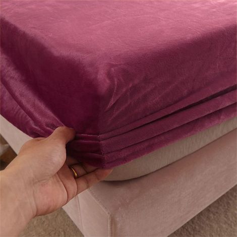 Drap hiver 180x200 cm vieux rose rouge peluche chaud et douillet (1/4)