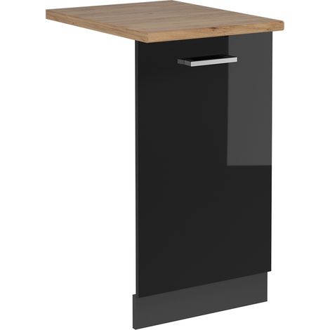 Façade de lave-vaisselle R-Line, Noir Haute brillance, 45cm , PT Chêne, Vicco