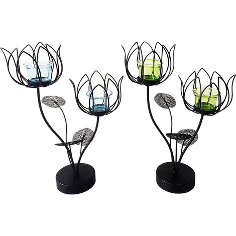 Signes Grimalt Décoration de Portavelas Solder 2 Fleurs 2U Vases et supports noirs 15x25x35cm 30244
