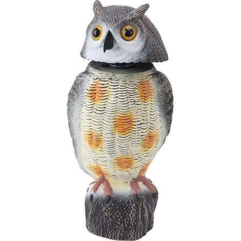 statue jardin exterieur-Statue Faucon Plastique Répulsif Oiseaux avec tête mobile – Décor jardin effrayant écologique pour patio, terrasse, verger – 41cm, 500g (1/5)