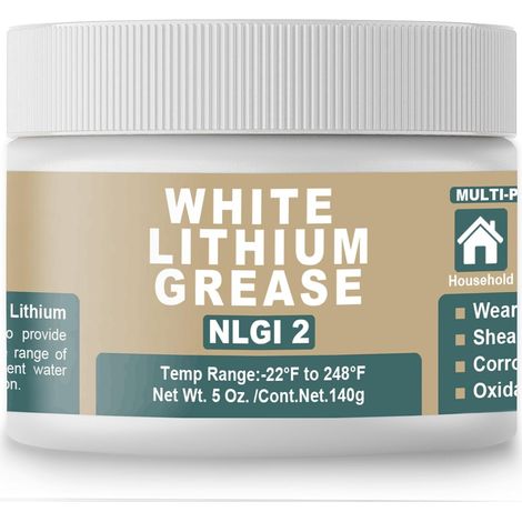 White Lithium Grease for Garage Door Tracks, Hinges and Sliding Mechanisms, Bearings and Gears NLGI 2, 140g (1/5)