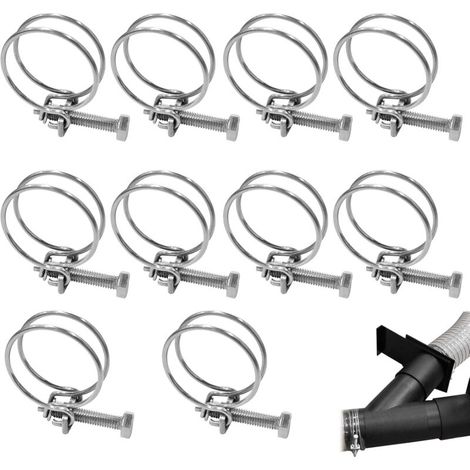 10 pezzi Fascette stringitubo a doppio filo regolabili per vari tubi dell'acqua, tubi dell'aria, tubi dell'olio (30-34 mm)