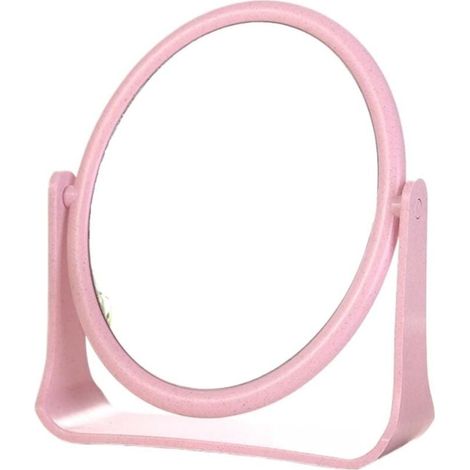 Miroir rond, miroir de courtoisie, bureau, miroir de courtoisie double face (rose) (1/5)