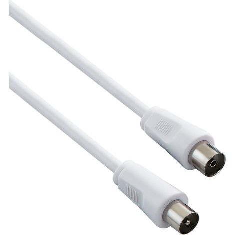 Câble d'Antenne Tv Coaxial 2m, 75 Ohm, Iec Mâle vers Femelle, Blindé - Pour Dvb-C, Dvb-T/T2, 4K UHD 2160p, Full HD 1080p 3D, Couleur Blanc (1/3)