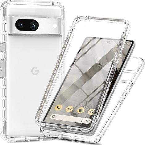 Schutzhülle für Google Pixel 8A, stoßfest, mit Folie, transparent (1/5)