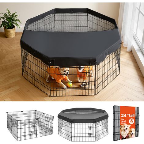 Mophorn Parque de Metal Plegable para Mascotas con Cubierta Superior, Corral para Animales Pequeños, Tapa de Malla, Puertas con Cierre Seguro, Accesorios de Montaje, Ideal para Interior y Exterior (1/5)