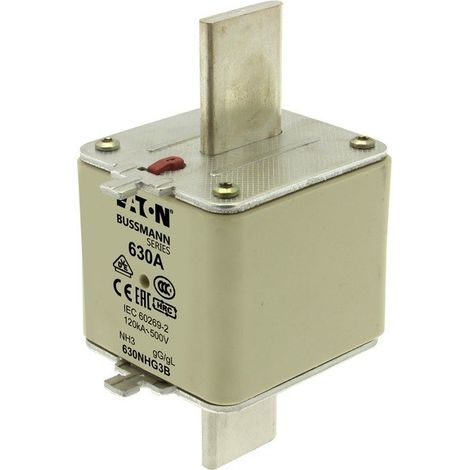 Fusibile, BT, 630 A, CA 500 V, NH3, gL/gG, IEC, doppia indicazione