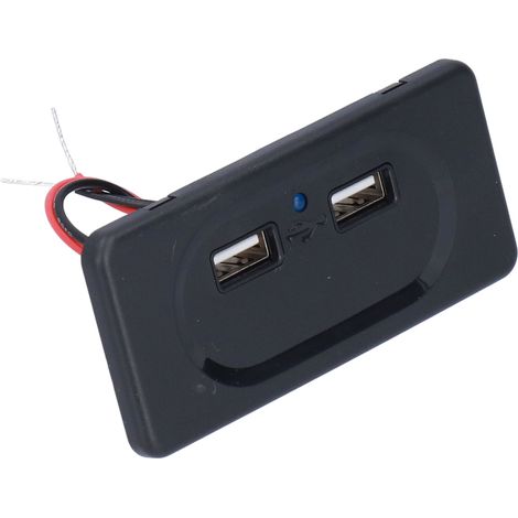 Chargeur pour camping-car avec connexion USB, double port de connexion pour chargeur de voiture intelligent et voyant LED bleu (1/5)