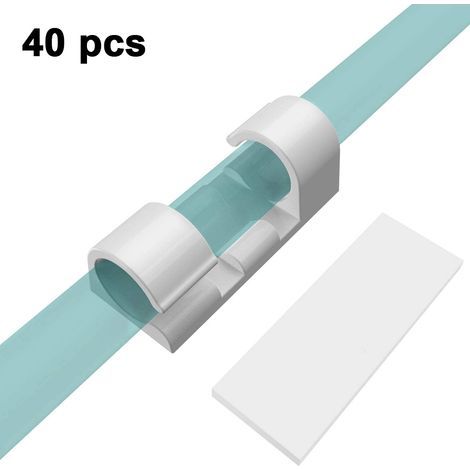 Kabelbinder – Selbstklebende Kabelclips für TV-, Computer-, USB- und Netzwerkkabel – Weiß – 40 Stück (1/5)
